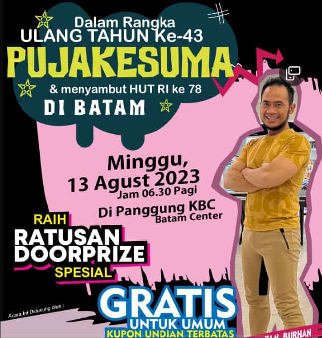 Pemuda Pujakesuma Gelar Zumba Party Meriahkan Ultah ke-43 dan HUT RI ke-78 di Batam