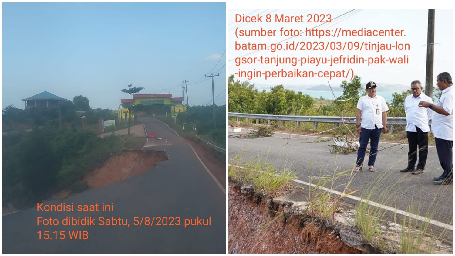 Kedatangan Sekda Batam Jefridin di Jalan Kampung Tua Tanjungpiayu yang Longsor Dinilai Lip Service