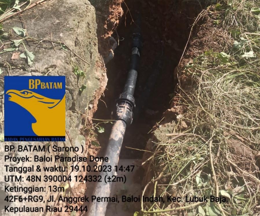 Respon Cepat BU SPAM BP Batam Untuk Perbaikan Pipa di Perumahan Baloi Telah Selesai