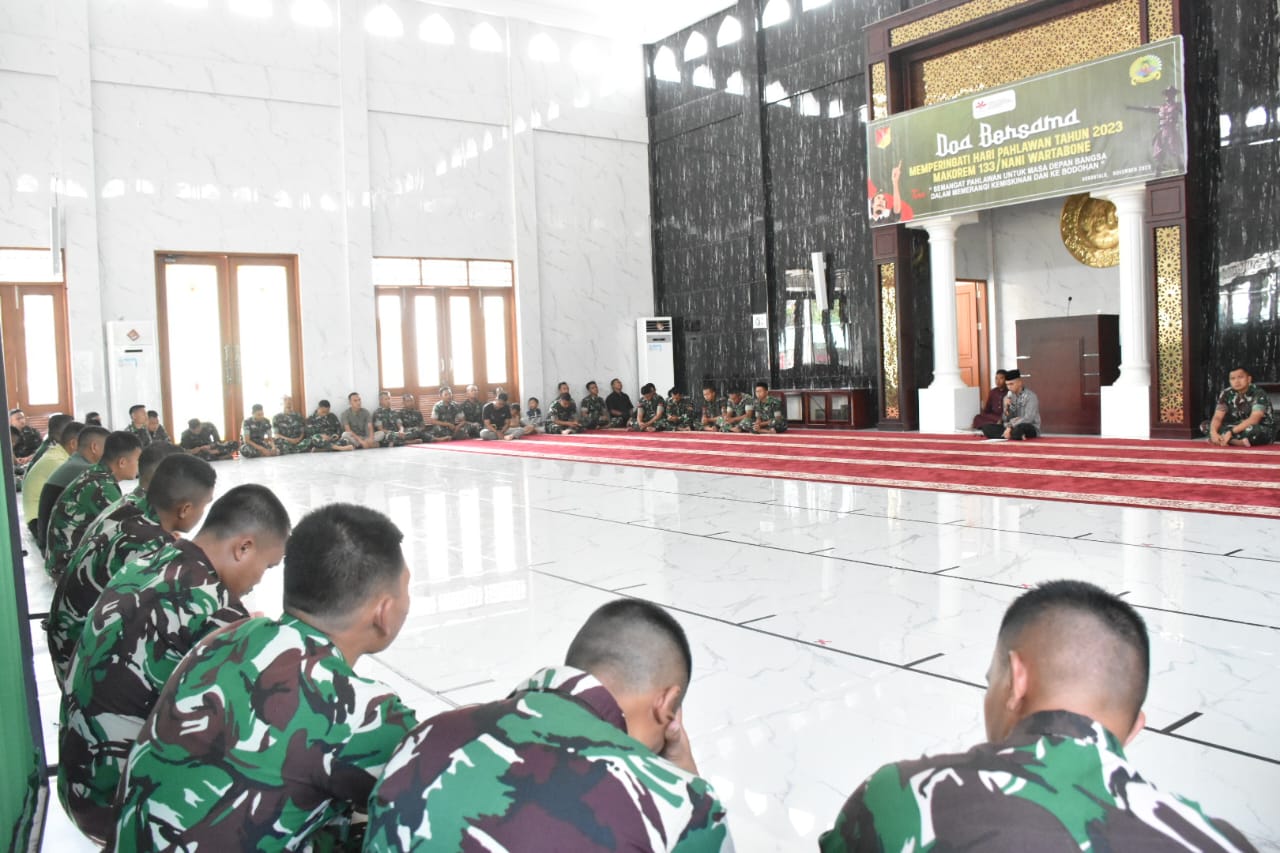 Korem 133/Nani Wartabone Gelar Doa Bersama Memperingati Hari Pahlawan ke-78 Tahun 2023