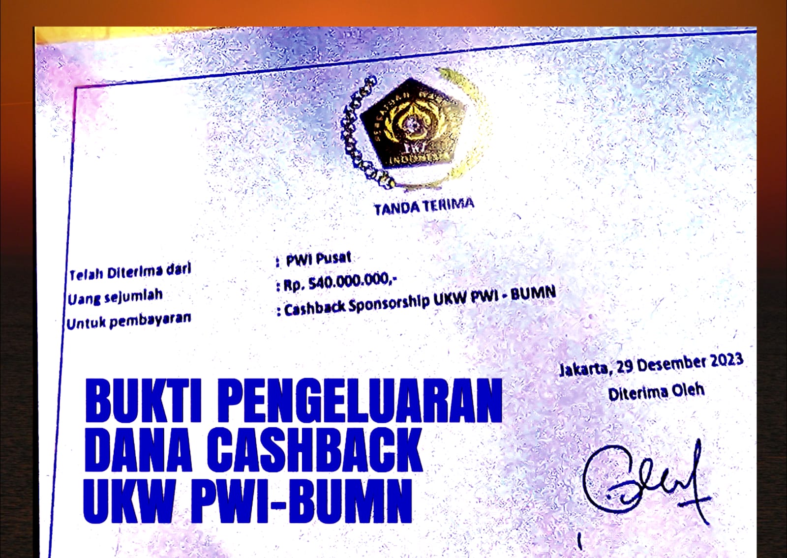 Beredar Bukti Pengeluaran Cashback dari Kasus UKW PWI Gate