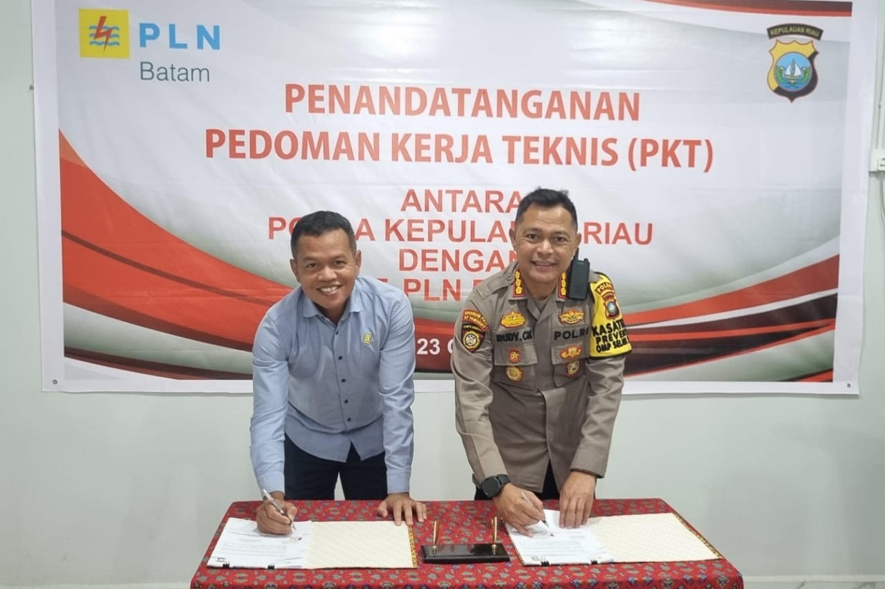PLN Batam dan Ditpamobvit Polda Kepri Tandatangani Pedoman Kerja Teknis