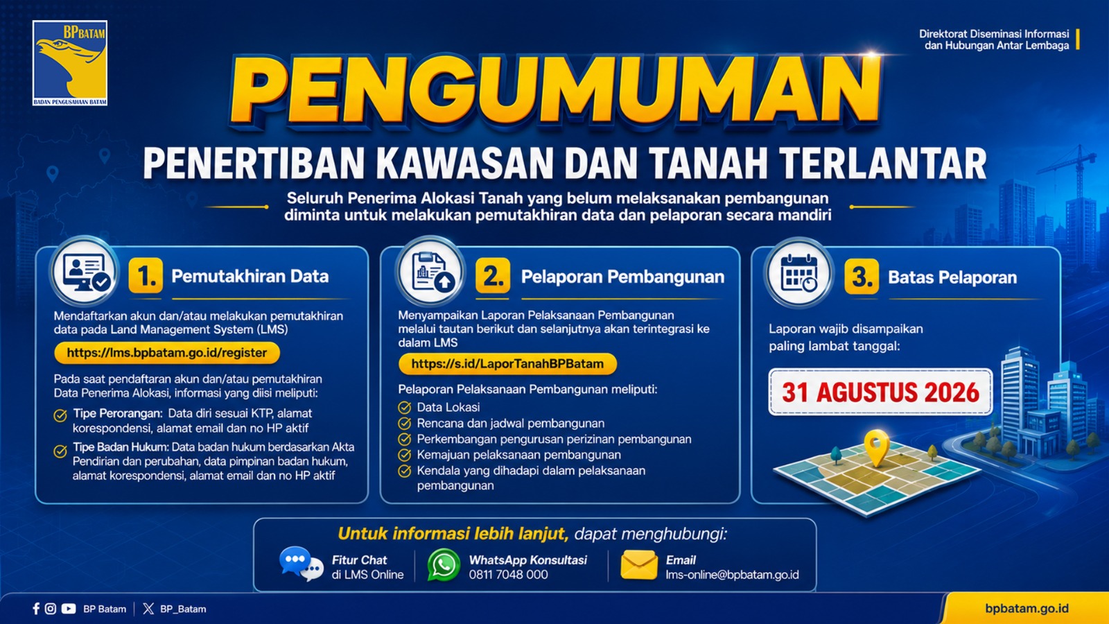 Perkuat Tata Kelola Lahan, Penerima Alokasi Wajib Laporkan Progres Pembangunan Maksimal 31 Agustus 2026