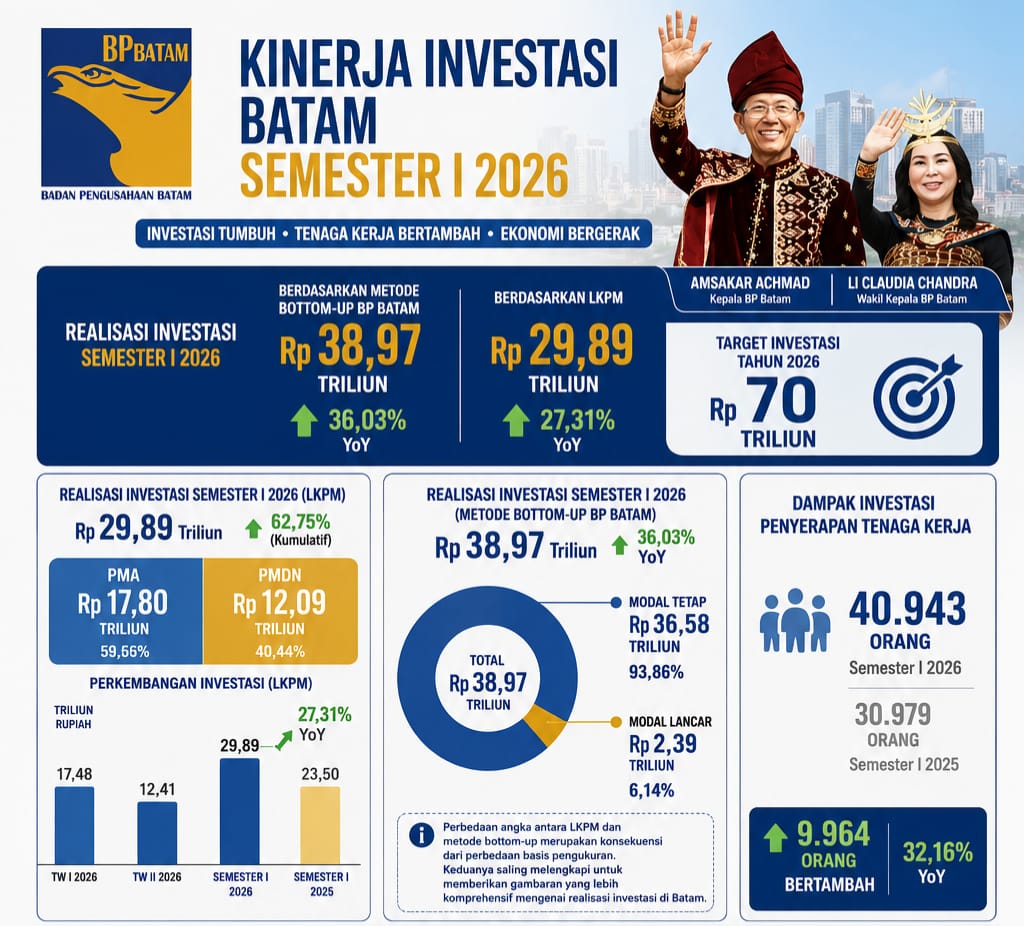 Investasi Batam Tumbuh 62,75 Persen, Lapangan Kerja dan Aktivitas Ekonomi Meningkat