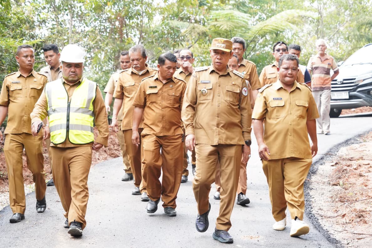 Bupati Taput Tinjau Jalan Hotmix 1,1 KM di Parmonangan