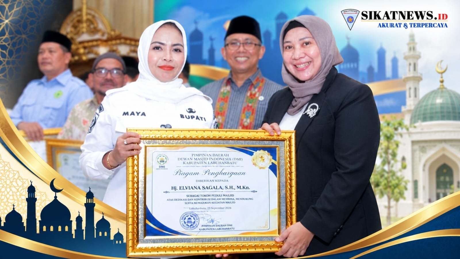 DMI Awards Labuhanbatu Beri Penghargaan Tokoh Peduli Masjid kepada Elviana Sagala